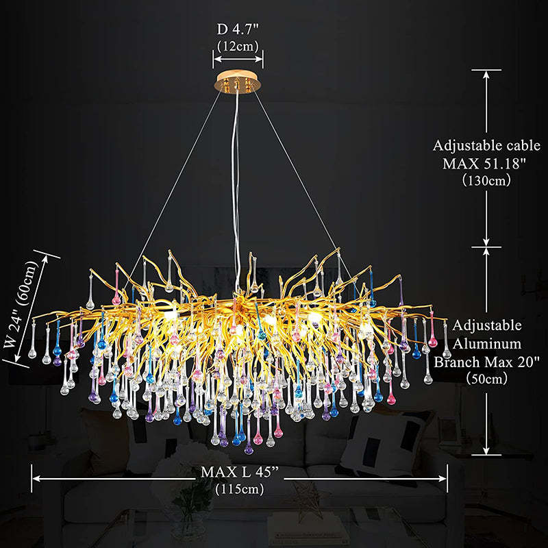 Crystal Branch Raindrop Chandelier