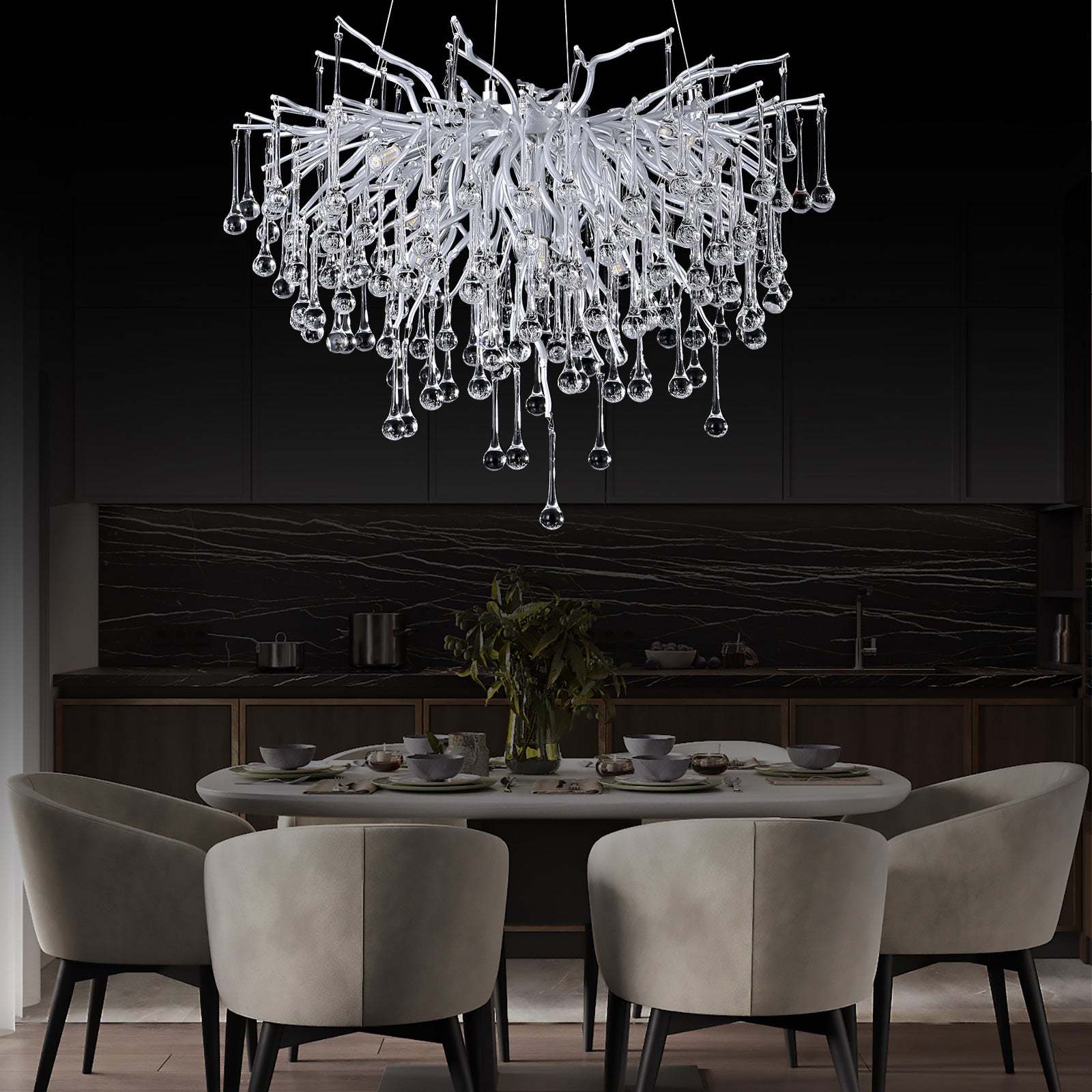 Crystal Branch Raindrop Chandelier