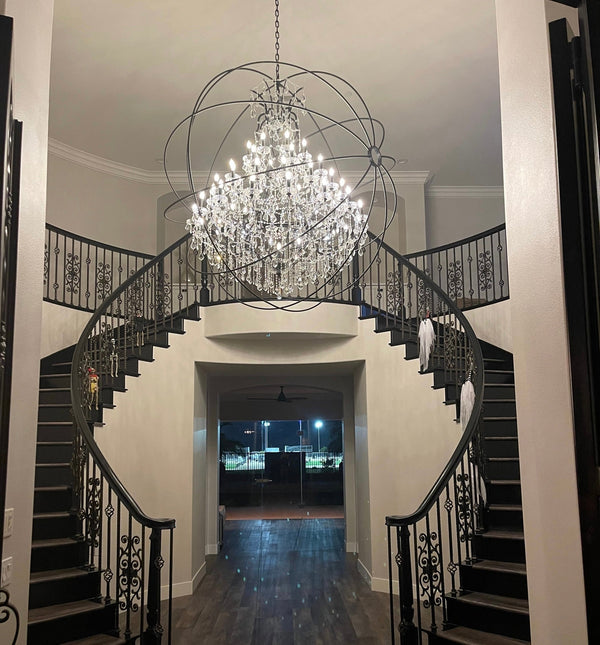 50 Light 80" MN Iron Orb Crystal Chandelier