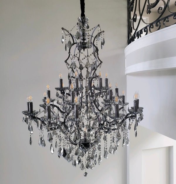 25 Light Maria Theresa Smoke Crystal Chandelier