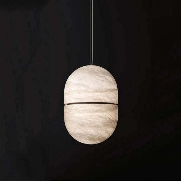 Alanbaster Oval Pendant 5.9" D 7.1" D