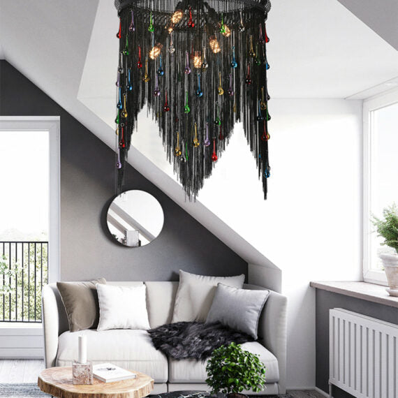 Black Chain Tassel Chandelier