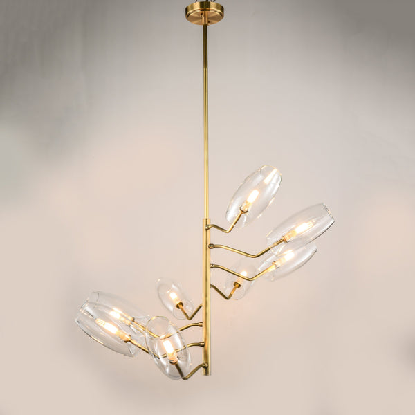 Amira Natural Brass Spiral Branching Glass Globe Chandelier