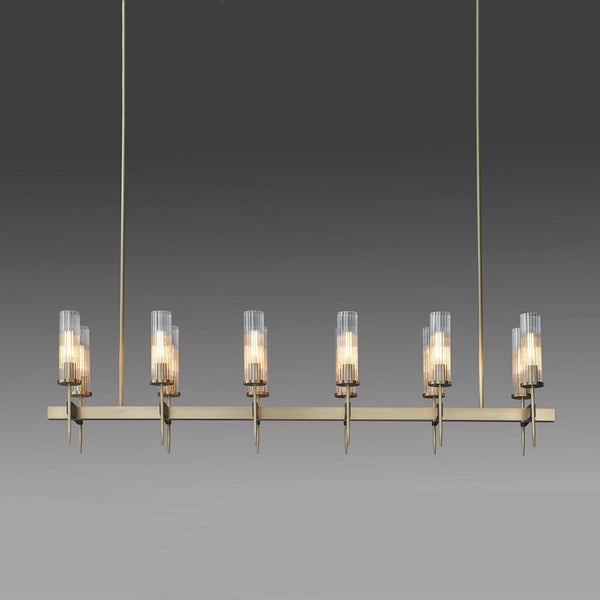 Cylinder Modernist Brass Chandelier