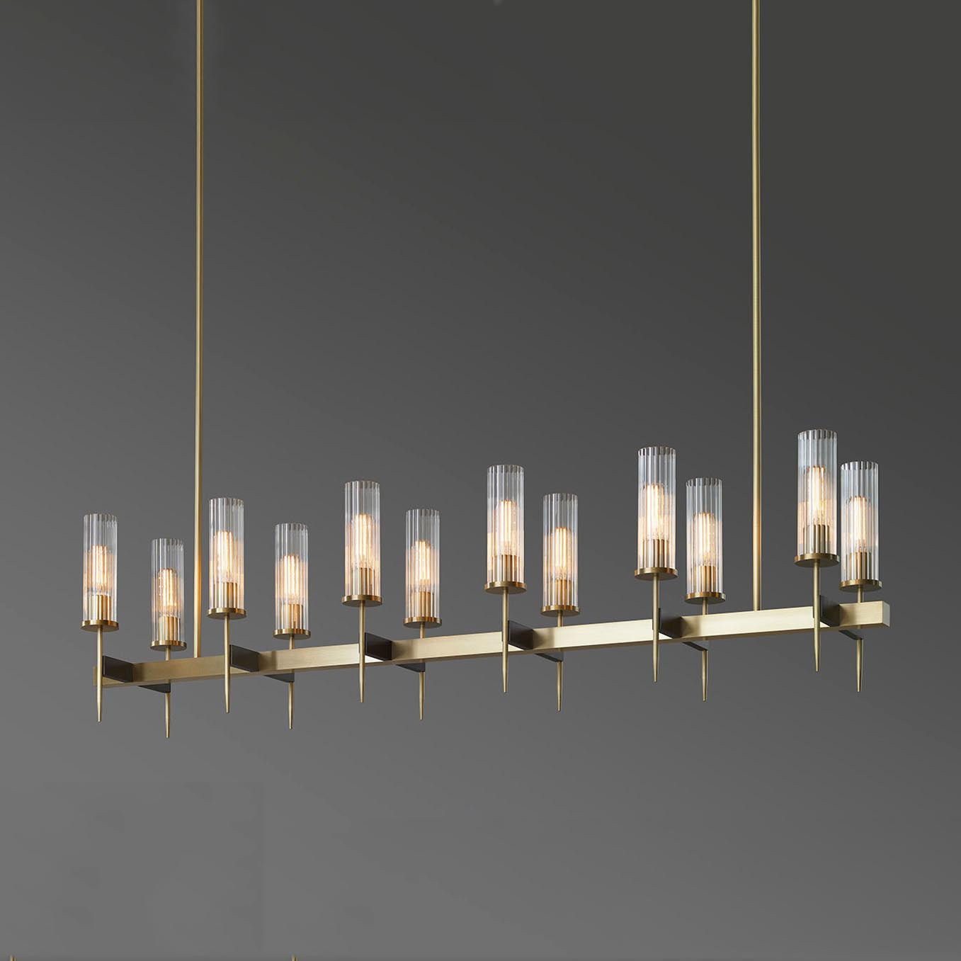 Cylinder Modernist Brass Chandelier